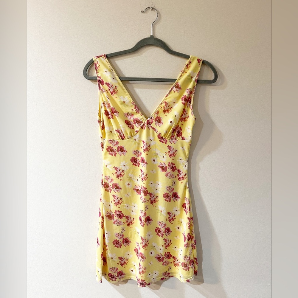 Yellow & Pink Floral Mini Dress